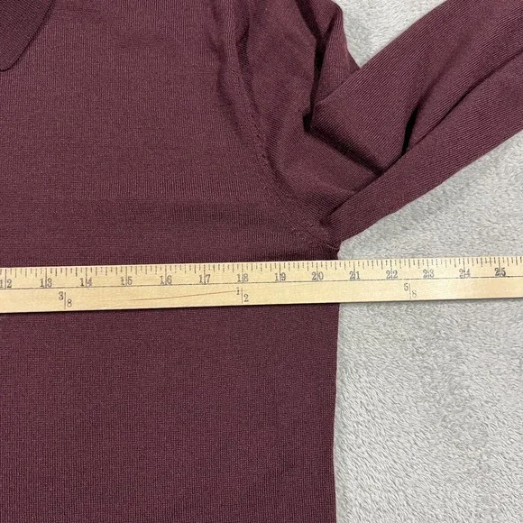 Lululemon Techwool Polo Shirt Mens Large Burgundy Long Sleeve Wool Blend - Picture 6 of 10